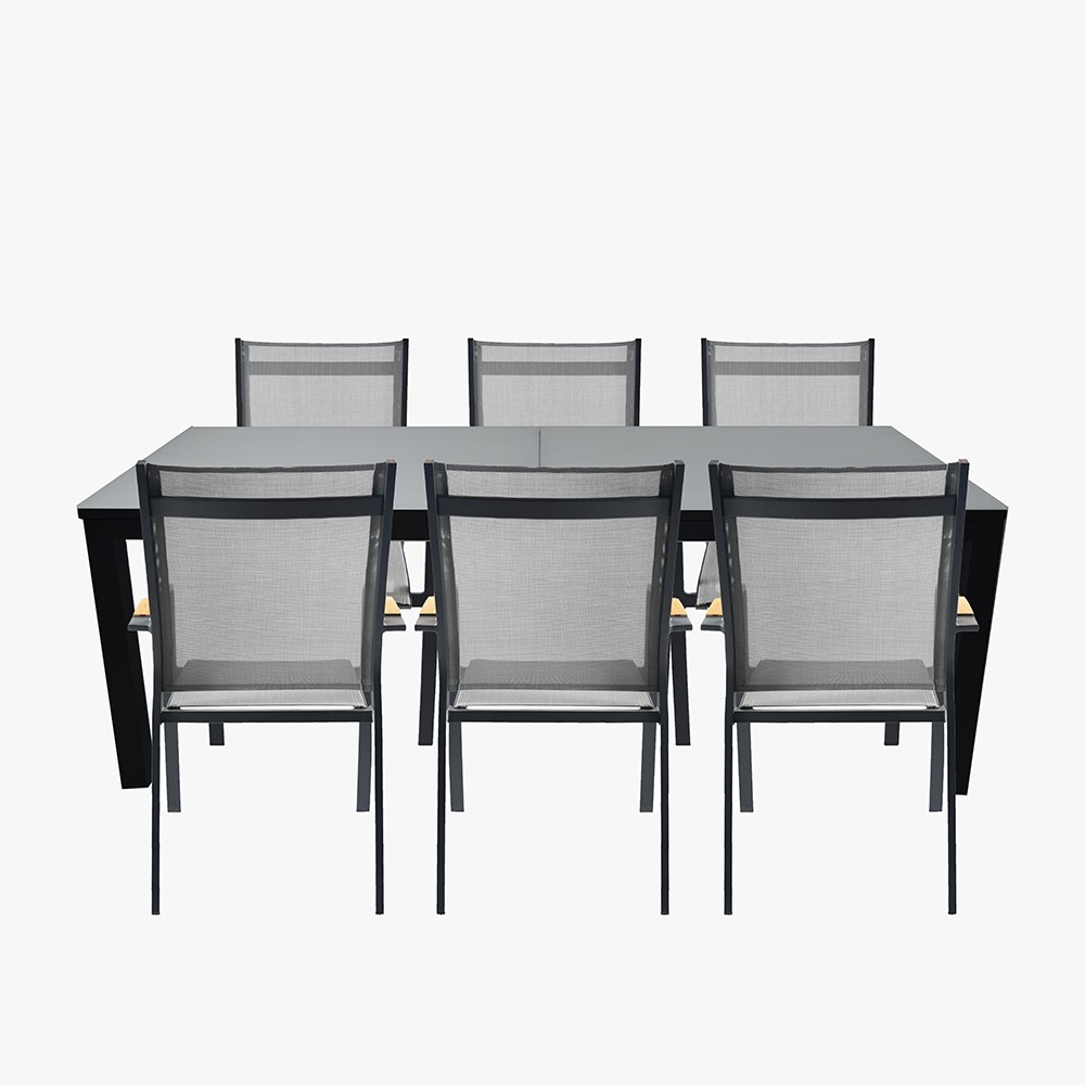 ชุดทานอาหารภายนอกอลูมิเนียม (6 ที่นั่ง) ALU878-ALU859/BLK DINING SET