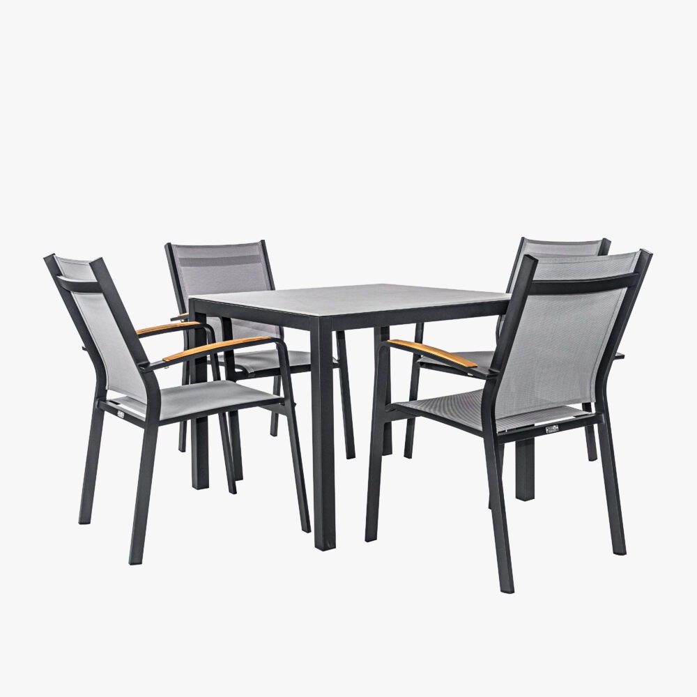 ชุดทานอาหารภายนอกอลูมิเนียม (4 ที่นั่ง)ALU859/DC/BLK- ALU958/T90/BLK Dining Set